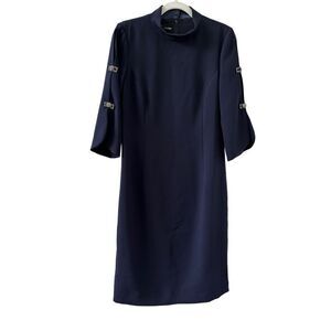 Teri Jon by Rickie Freeman Rhinestone Detail Shift Women’s Navy Dress Size 10